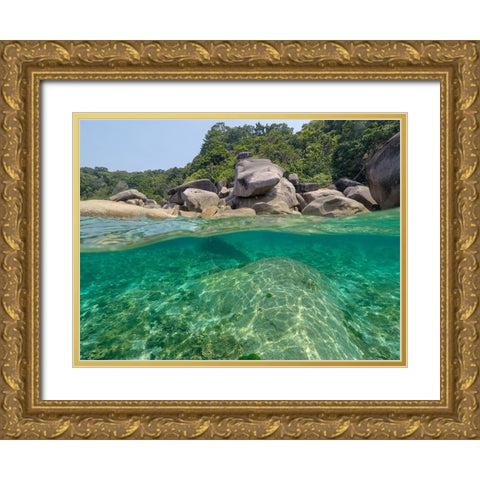 The clear water and rocks of Ko Miang island Gold Ornate Wood Framed Art Print with Double Matting by Pitamitz, Sergio