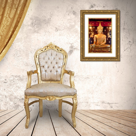 Thailand Golden Buddha Gold Ornate Wood Framed Art Print with Double Matting by Haseltine, Tom
