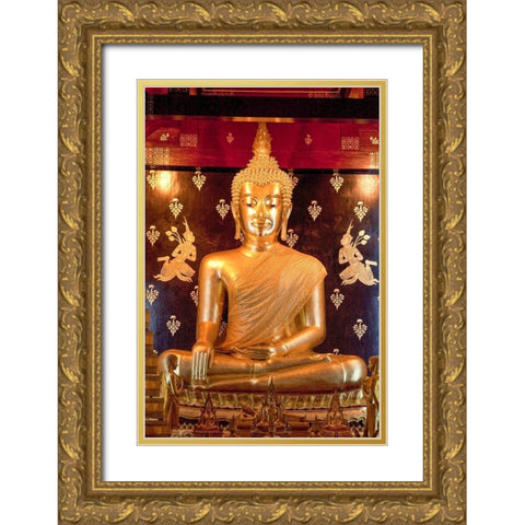 Thailand Golden Buddha Gold Ornate Wood Framed Art Print with Double Matting by Haseltine, Tom