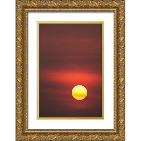 Thailand-Bangkok Sunset in a hazy sky Gold Ornate Wood Framed Art Print with Double Matting by Haseltine, Tom