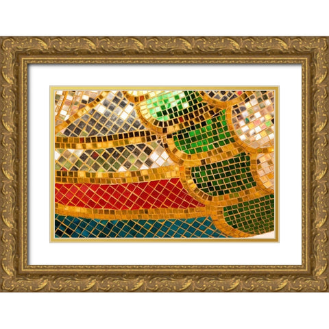 Thailand-Colorful mosaic abstract Gold Ornate Wood Framed Art Print with Double Matting by Haseltine, Tom