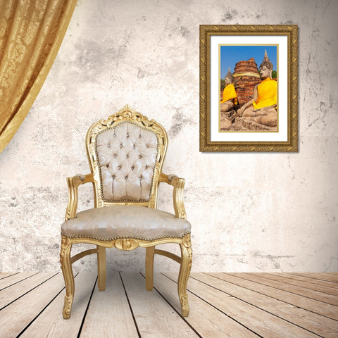Thailand- Ayutthaya. Wat Phra Si Sanphet. Buddha statues. Gold Ornate Wood Framed Art Print with Double Matting by Haseltine, Tom