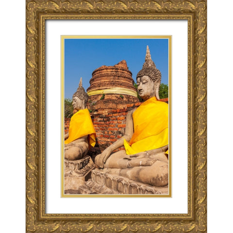 Thailand- Ayutthaya. Wat Phra Si Sanphet. Buddha statues. Gold Ornate Wood Framed Art Print with Double Matting by Haseltine, Tom