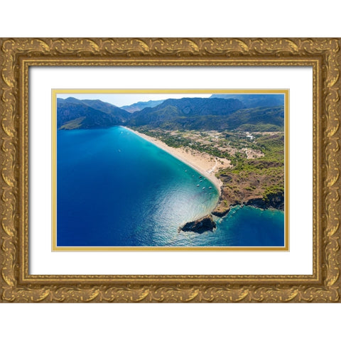 Olympos and Cirali beach aerial-Antalya-Turkey Gold Ornate Wood Framed Art Print with Double Matting by Kabas, Ali