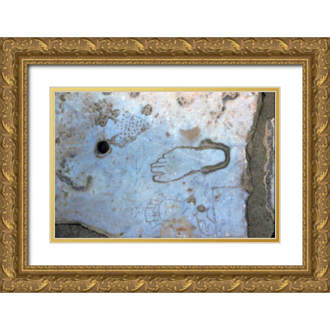 Turkey, Ephesus Crude ancient carvings Gold Ornate Wood Framed Art Print with Double Matting by Noble Gardner, Nancy