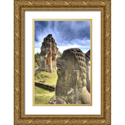 Cambodia, Angkor Wat View of Bakong Temple Gold Ornate Wood Framed Art Print with Double Matting by Shimlock, Jones