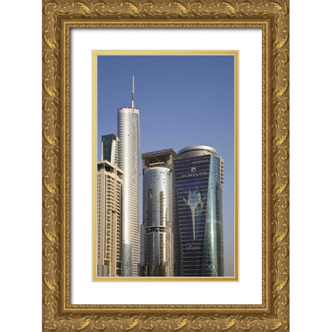 UAE, Dubai Jumeirah Lake Towers in the afternoon Gold Ornate Wood Framed Art Print with Double Matting by Young, Bill