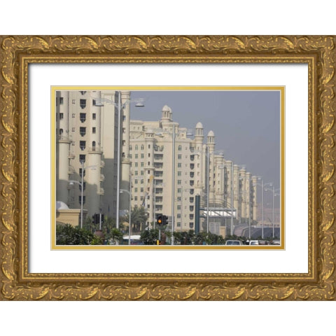 UAE, Dubai Apartment buildings next to main road Gold Ornate Wood Framed Art Print with Double Matting by Young, Bill