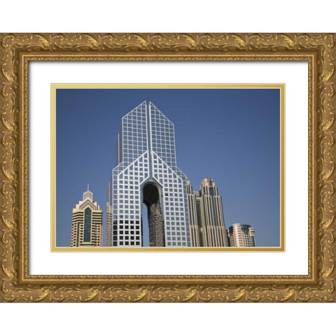 UAE, Dubai Modern Architecture in downtown Gold Ornate Wood Framed Art Print with Double Matting by Young, Bill