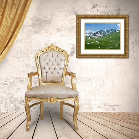 Landscape at the Otmok mountain pass in the Tien Shan or heavenly mountains-Kyrgyzstan Gold Ornate Wood Framed Art Print with Double Matting by Zwick, Martin