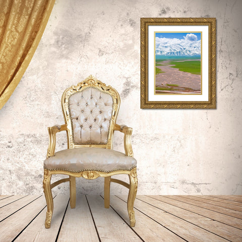 Alay Valley and the Trans-Alay Range in the Pamir Mountains  Gold Ornate Wood Framed Art Print with Double Matting by Zwick, Martin