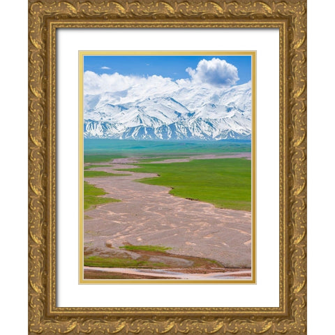 Alay Valley and the Trans-Alay Range in the Pamir Mountains  Gold Ornate Wood Framed Art Print with Double Matting by Zwick, Martin