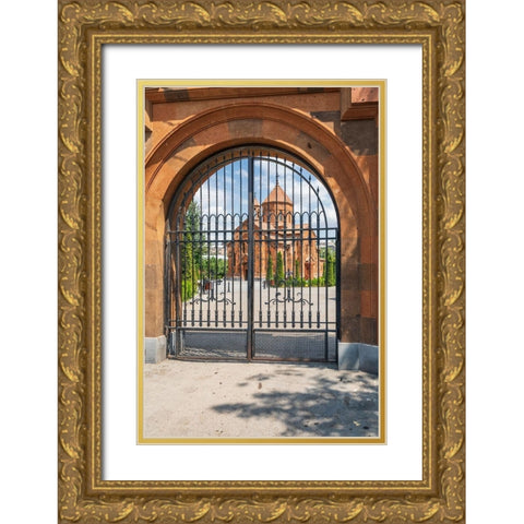 Armenia-Yerevan-Nork-Marash district Surb Astvatsatsin Church-seen through the gate Gold Ornate Wood Framed Art Print with Double Matting by Wilson, Emily