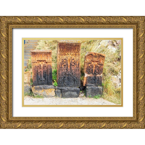 Armenia-Sevan Sevanavank 9th century Monastery complex Stone tablets Gold Ornate Wood Framed Art Print with Double Matting by Wilson, Emily