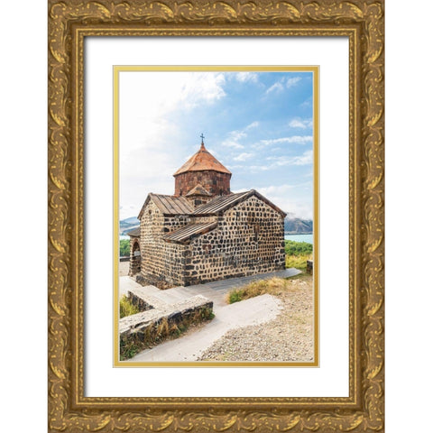 Armenia-Sevan The church of Surp Astvatsatsin at the Sevanavank Monastery complex on Lake Sevan Gold Ornate Wood Framed Art Print with Double Matting by Wilson, Emily