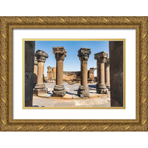 Armenia Armavir Province Vagharshapat Zvartnots Ruins of the Zvartnots Cathedral Gold Ornate Wood Framed Art Print with Double Matting by Wilson, Emily