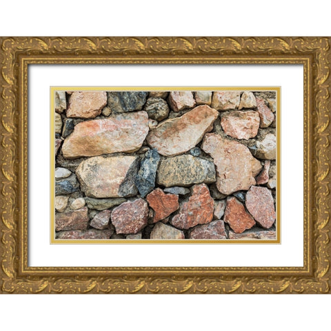 Anzob-Sughd Province-Tajikistan Stone wall in a mountain village Gold Ornate Wood Framed Art Print with Double Matting by Wilson, Emily M.