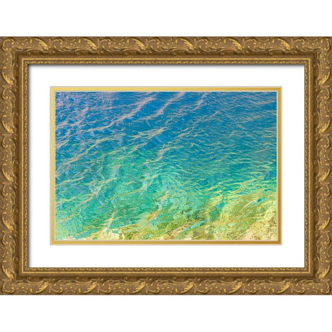 Haft Kul-Sughd Province-Tajikistan Abstract patterns in water of Nezhegon-Haft Kul-the Seven Lakes Gold Ornate Wood Framed Art Print with Double Matting by Wilson, Emily M.