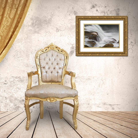 New Zealand, South Island Maruia Falls Gold Ornate Wood Framed Art Print with Double Matting by Grall, Don