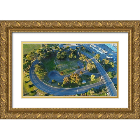 Spiral road to Port of Timaru-Timaru-South Canterbury Gold Ornate Wood Framed Art Print with Double Matting by Wall, David