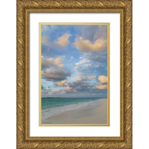Bahamas, Little Exuma Island Sunset on seascape Gold Ornate Wood Framed Art Print with Double Matting by Paulson, Don