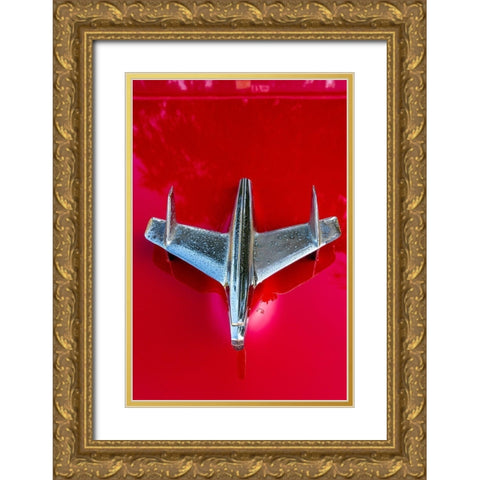 Detail of a classic blue American car in Vieja-old Habana-Havana-Cuba Gold Ornate Wood Framed Art Print with Double Matting by Miglavs, Janis