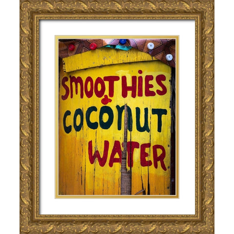 Caribbean-Grenada-Island of Carriacou Vendor sign close-up Gold Ornate Wood Framed Art Print with Double Matting by Jaynes Gallery