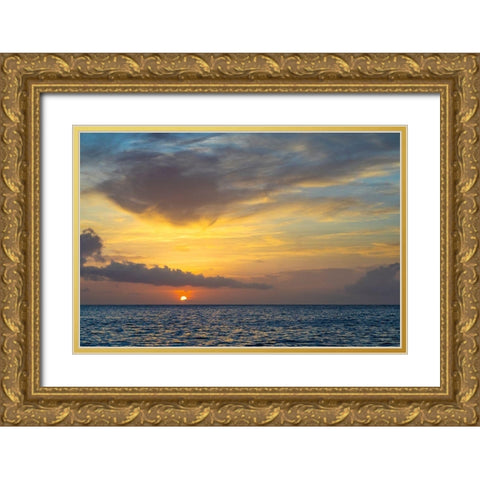 Caribbean-Grenada-Mayreau Island Caribbean sunset Gold Ornate Wood Framed Art Print with Double Matting by Jaynes Gallery