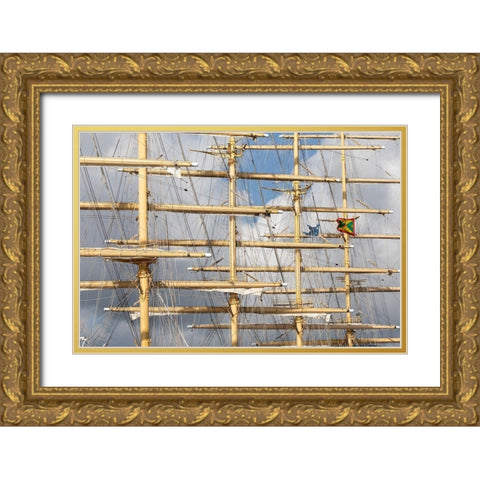 Caribbean-Grenada Masts of the Royal Clipper cruise ship Gold Ornate Wood Framed Art Print with Double Matting by Jaynes Gallery