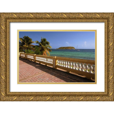 Puerto Rico, Esperanza Vieques Island and boats Gold Ornate Wood Framed Art Print with Double Matting by Flaherty, Dennis