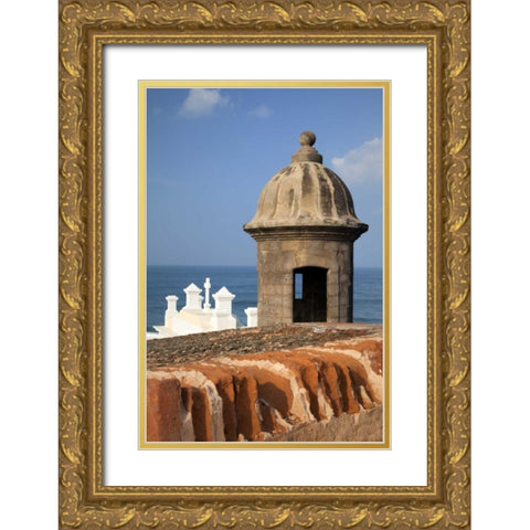 Puerto Rico, Old San Juan Fort San Cristobal Gold Ornate Wood Framed Art Print with Double Matting by Flaherty, Dennis