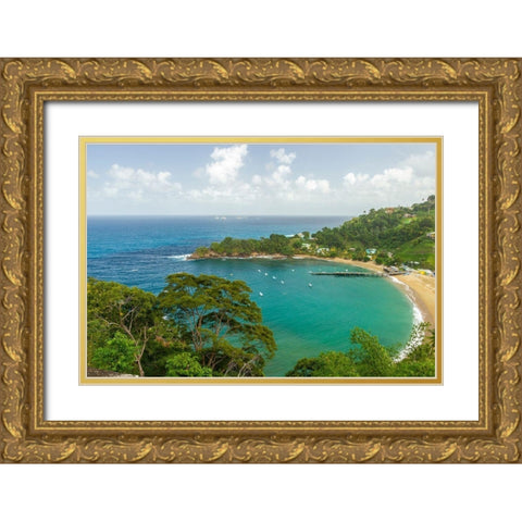 Caribbean-Tobago Parlatuvier Bay and beach landscape  Gold Ornate Wood Framed Art Print with Double Matting by Jaynes Gallery