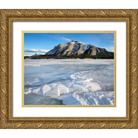Canada-Alberta-Canadian Rockies-Mount Michener and Abraham Lake Gold Ornate Wood Framed Art Print with Double Matting by Collins, Ann