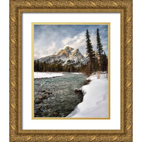 Canada-Alberta-Kananaskis Country-Mount Kidd and the Kananaskis River Gold Ornate Wood Framed Art Print with Double Matting by Collins, Ann