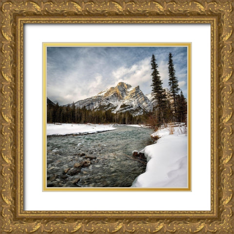 Canada-Alberta-Kananaskis Country-Mount Kidd and the Kananaskis River Gold Ornate Wood Framed Art Print with Double Matting by Collins, Ann