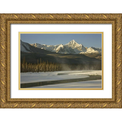 Canada, Jasper NP Athabasca River scenic Gold Ornate Wood Framed Art Print with Double Matting by Grall, Don