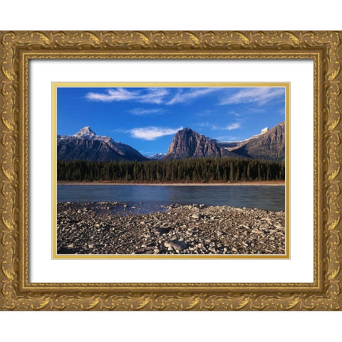 Canada, Athabasca River and Canadian Rockies Gold Ornate Wood Framed Art Print with Double Matting by Grandmaison, Mike
