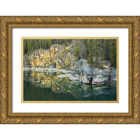Canada, Jasper NP Horseshoe Lake reflection Gold Ornate Wood Framed Art Print with Double Matting by Grandmaison, Mike