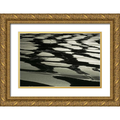 Canada, Jasper NP Pattern of water on ice Gold Ornate Wood Framed Art Print with Double Matting by Grandmaison, Mike