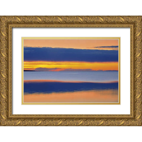 Canada, Alberta Lesser Slave Lake at sunset Gold Ornate Wood Framed Art Print with Double Matting by Grandmaison, Mike