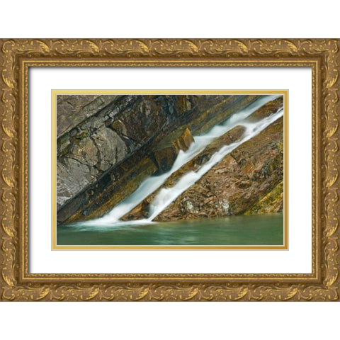 Canada, Alberta, Waterton Lakes NP Cameron Falls Gold Ornate Wood Framed Art Print with Double Matting by Grandmaison, Mike