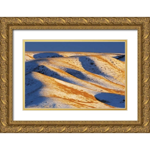 Canada, Alberta, Snow-covered hills at sunset Gold Ornate Wood Framed Art Print with Double Matting by Grandmaison, Mike