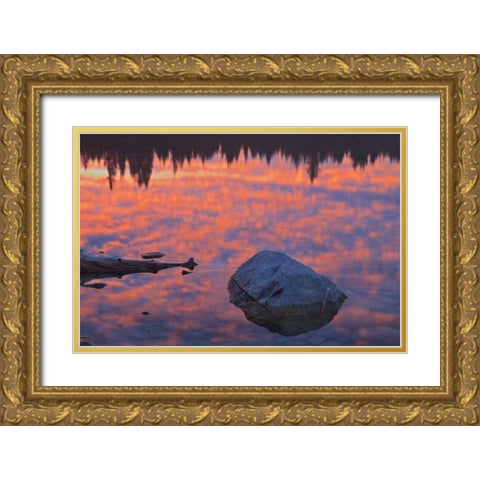 Canada, Jasper NP Sunrise over Patricia Lake Gold Ornate Wood Framed Art Print with Double Matting by Grandmaison, Mike