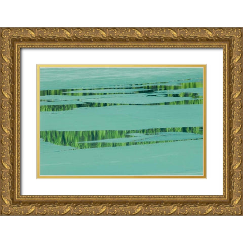 Canada, Banff NP Ice pattern on Waterfowl Lake Gold Ornate Wood Framed Art Print with Double Matting by Grandmaison, Mike