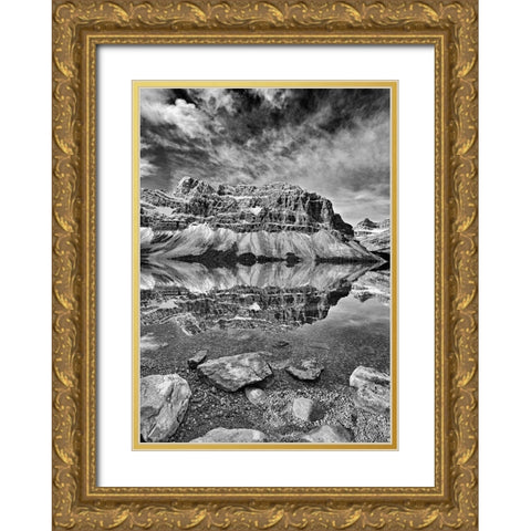 Canada-Alberta-Banff National Park Bow Lake and Crowfoot Mountain landscape Gold Ornate Wood Framed Art Print with Double Matting by Jaynes Gallery