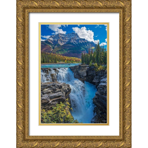 Canada-Alberta-Jasper National Park Athabasca River at Athabasca Falls Gold Ornate Wood Framed Art Print with Double Matting by Jaynes Gallery