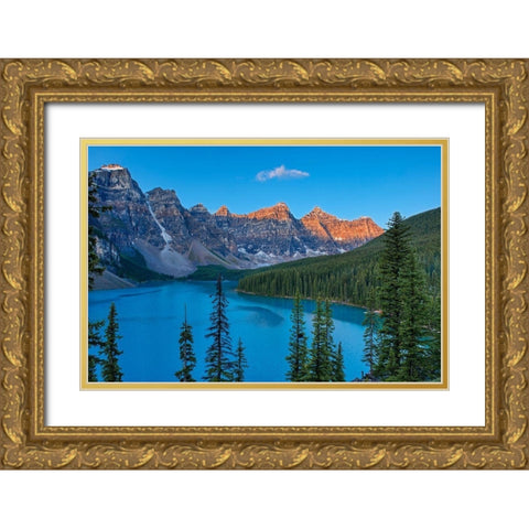 Canada-Alberta-Banff National Park Moraine Lake and Valley of the Ten Peaks at sunrise Gold Ornate Wood Framed Art Print with Double Matting by Jaynes Gallery
