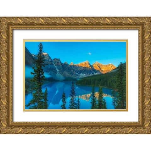 Canada-Alberta-Banff National Park Moraine Lake and Valley of the Ten Peaks at sunrise Gold Ornate Wood Framed Art Print with Double Matting by Jaynes Gallery