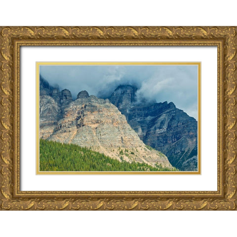 Canada-Alberta-Banff National Park Sunrise landscape with Mt Temple Gold Ornate Wood Framed Art Print with Double Matting by Jaynes Gallery