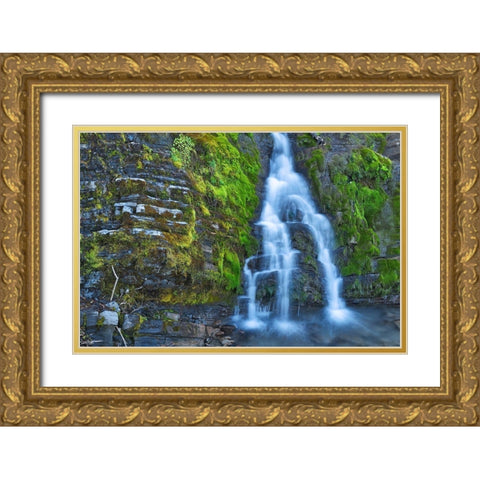 Canada-Alberta-Kananaskis Country Waterfall scenic Gold Ornate Wood Framed Art Print with Double Matting by Jaynes Gallery